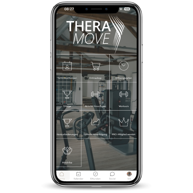 TheraMove Physiotherapie App Startbildschirm