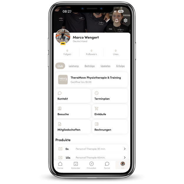 TheraMove Physiotherapie App Möglichkeiten